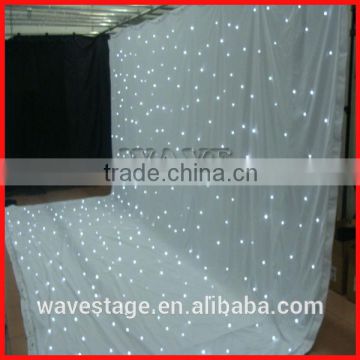HOT WLK-2W White fireproof Velvet cloth White leds backdrop star curtain wedding decoration stage