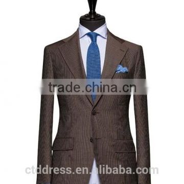 2014 Top Quality Two pieces 100% wool dark brown custom tailor made suit