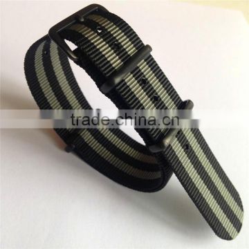 Black Grey Black Grey Black Stripe Nylon Watch Strap