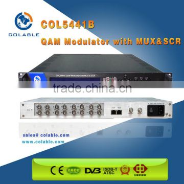 High capacity 16/32/64/128/256 QAM catv modulator/broadcast edge qam modulator with mux-scrambler