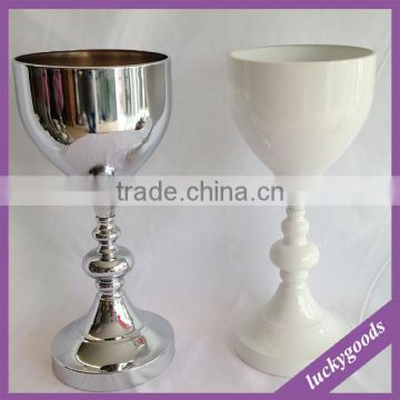 LDJ538 38.5cm small white and silver metal vase for indoor table decoration