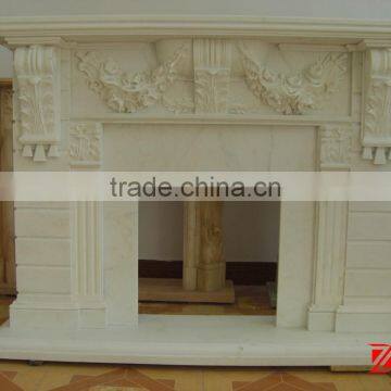 Electric white marble fireplace mantel