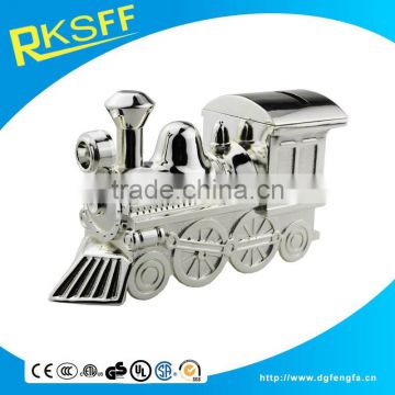 China wholesale novelty train shape coin bank for baby gifts