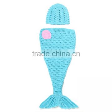 Wholesale blue mermaid tail cocoon crochet baby clothes M5042802