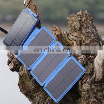 Large Capacity Portable Outdoor LED Light Waterproof Foldable Solar Panel 16000mah Power Bank