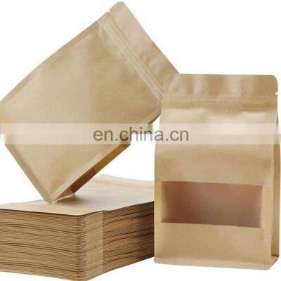 Customized print high quality stand up pouch zip kraft paper bag with clear window