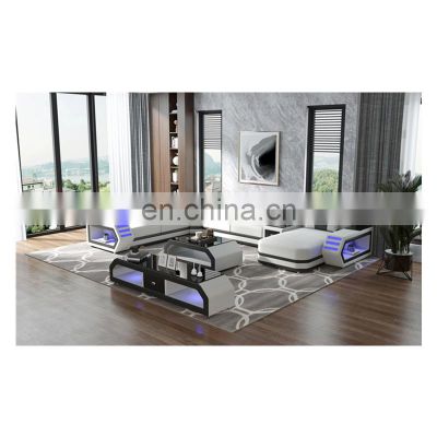 Top Level Genuine Leather Sofa set with LED Light Sofas y Sillones Sofa Cama