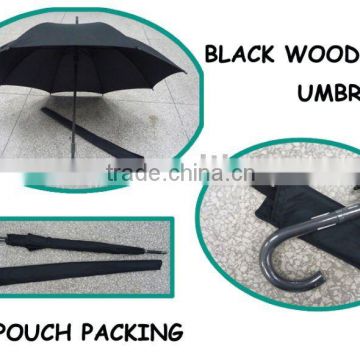 wooden straight umbrella with pouch case