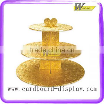 Golden 3 Tier Cardboard Paper Printed Cupcake Stand