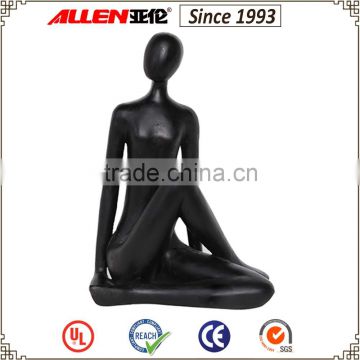 14" black painted siting woman resin figurine for home table top decoration