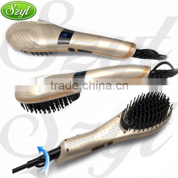 Top quality ceramic plate LCD Electric Hair Straightener Comb Iron hair straightener brush --HSB002QU