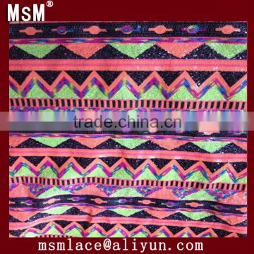 2015 sequin embroidery beaded lace fabric for sale