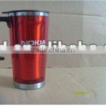 promotion plastic coffee mug with lid and handle