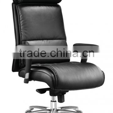 Black leather luxury manager computer chair with armrest