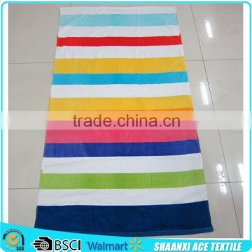 Soft cotton wholesale colorful stripes printed rainbow fringe beach towel stripes beach towel