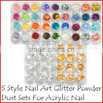 60 Pots 5 Style Acrylic Glitter Nail Art Decoration Set HN029