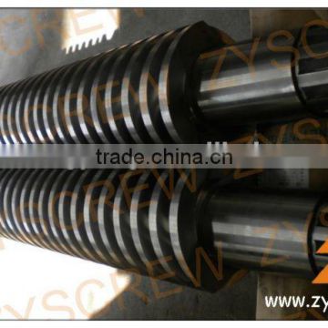Design conical twin screw and barrel for plastic pvc pipe extruder