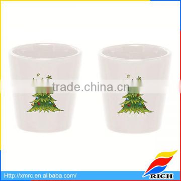 Double green tree design ceramic beer mug shot glass set