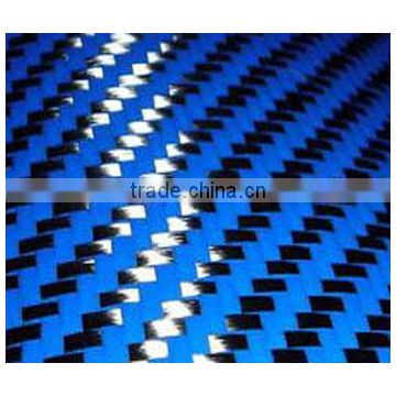 Blue Kevlar and Carbon Hybrid fabrics, high strength composite materials