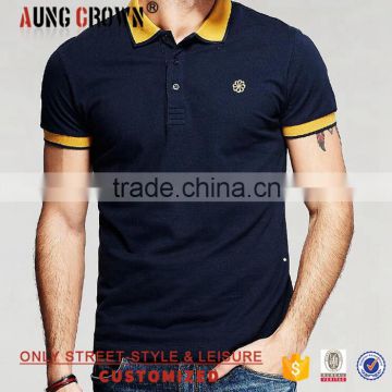 Fashion Style Navy Blue Custom Polo T shirts Cotton Polyester Good Quality