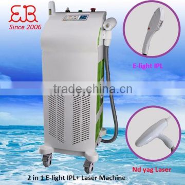 Multifunction laser hair removal machine with two system for elight ipl rf and nd:yag laser