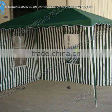 Green striped Polyester Garden Tent Pavilion with windows 2x3m