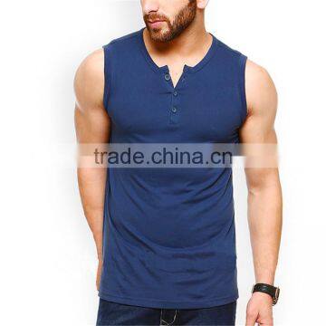 Mens plain blank button neck Tank sleeveless polo shirt Tops