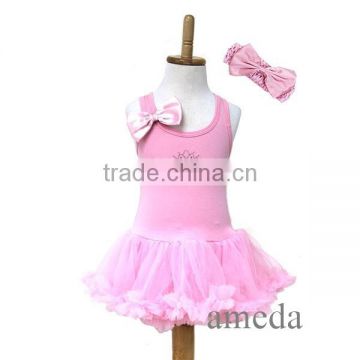 Girls Light Pink Rhinestone Princess Petti Pettiskirt Dress 1-4Y