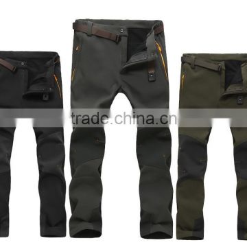 men soft shell outdoor hiking pants with fleece lined