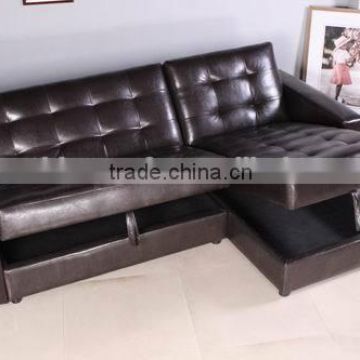 Leather 3 Seater Corner Sofa Cum Bed With 3 Stores