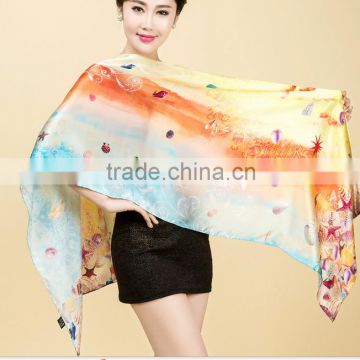 2015 latest custom women printed Silk satin Scarf
