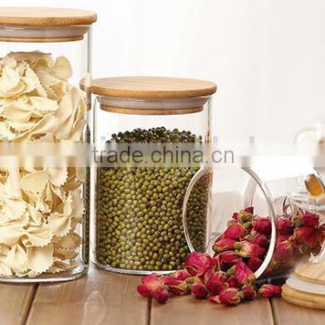Airtight Glass Tea Sugar Coffee Canisters With Bamboo Lid wholesale
