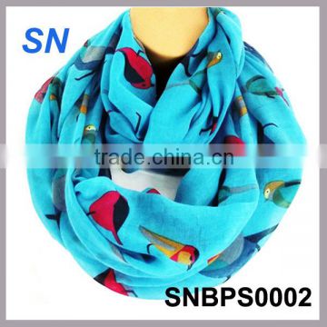 2014 spring fashion bird pattern infinity scarf