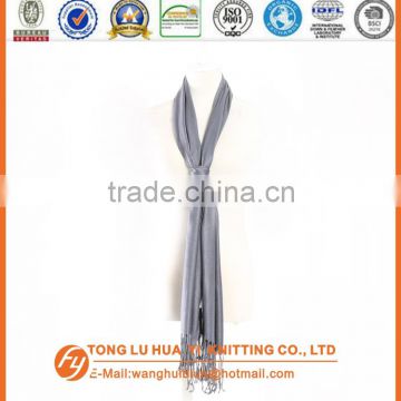 2016 wholesale grey silk fringe scarf