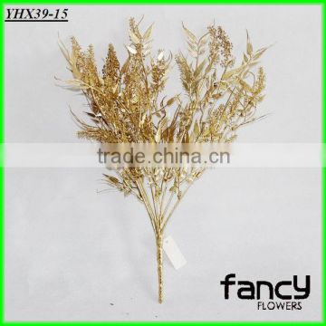 9 heads gold powder artificial plastic bamboo plant decoration