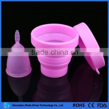 FDA reusable silicone feminine menstrual cup collapsible cup