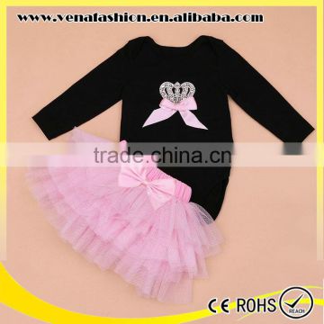 crown pink romper skirt wholesale baby girl clothes set                        
                                                Quality Choice