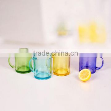 fancy 4pcs handing glass mug with color
