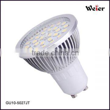 SMD Lamps 2835 27pcs led GU10 5W 450LM Aluminum with Glass cover