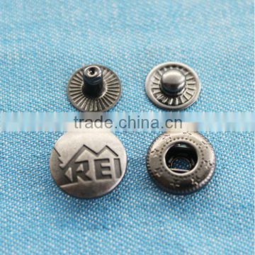 Fashion metal snap button with custom logo for garment