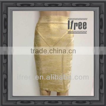2013 Autumn Winter Gold Women Skirts Knee Length OL Dress