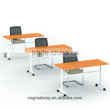 Concise style office training meeting desk folding table with wheels QM-17