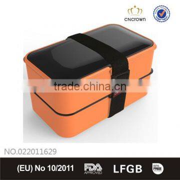 New Orange Bento Box with Printings, FDA Approved, Microwave & dishwasher safe