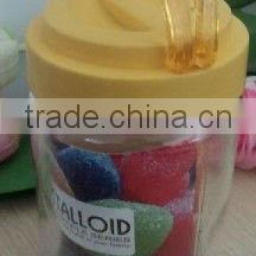 carriable glass jars with plastic lid wholesale, custom made glass jars with colorful cover for children,made in China