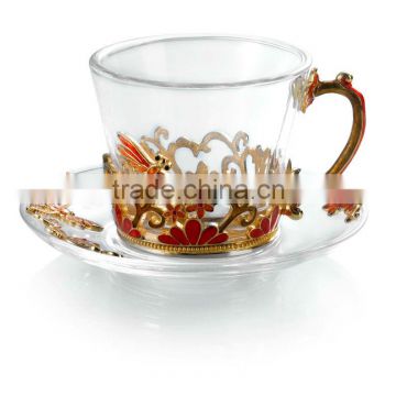 Fancy dragonfly coffee cups set for home/hotel/bar