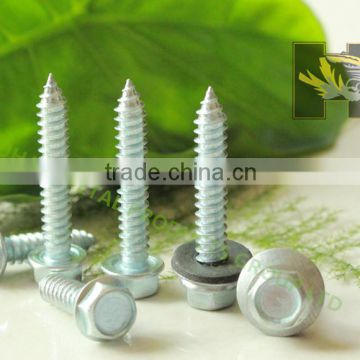 C1022 slivery hex flange head self tapping screw with rubber