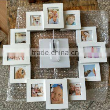 Home Decorative Wall Clock With Multi Photo Frame