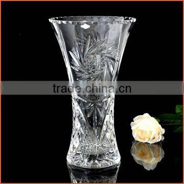 Hot sales decorative round clear glass vase for home