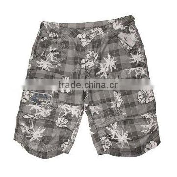 Men's flower leaf printed microfiber beach shorts