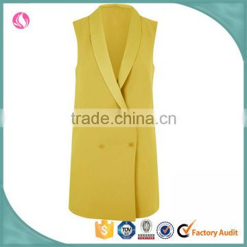 Double Breast Women Fall Formal Sleeveless Jacket for Ladies